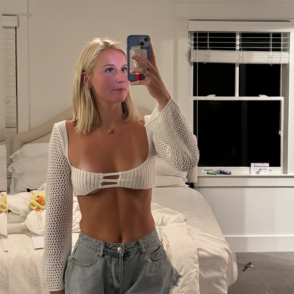 White Knit Crop Top